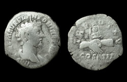 Marcus Aurelius, Denarius, Clasped hands reverse